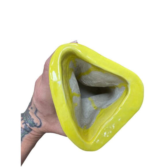 MK Yellow Textured Ceramic Abstract vase size 7.5"X5" SKU 9313 - Picture 7 of 9